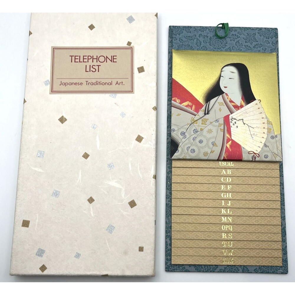 Japanese Traditional Art Telephone List Wall Hanging Fūzoku-e Woman in Kimono